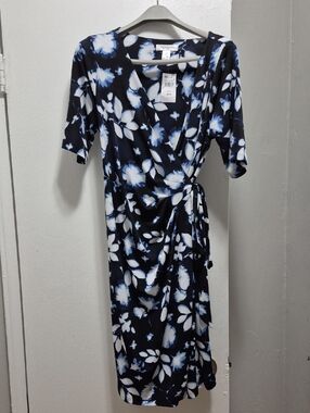 Motherhood Black & White Floral Wrap Midi Dress